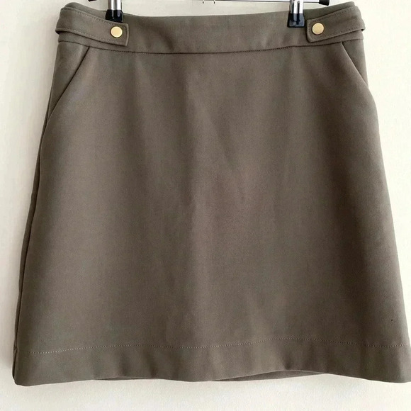 H&M Olive Green A-Line Skirt with Gold Buttons, Skirt for Work, Size 10 - Picture 1 of 16